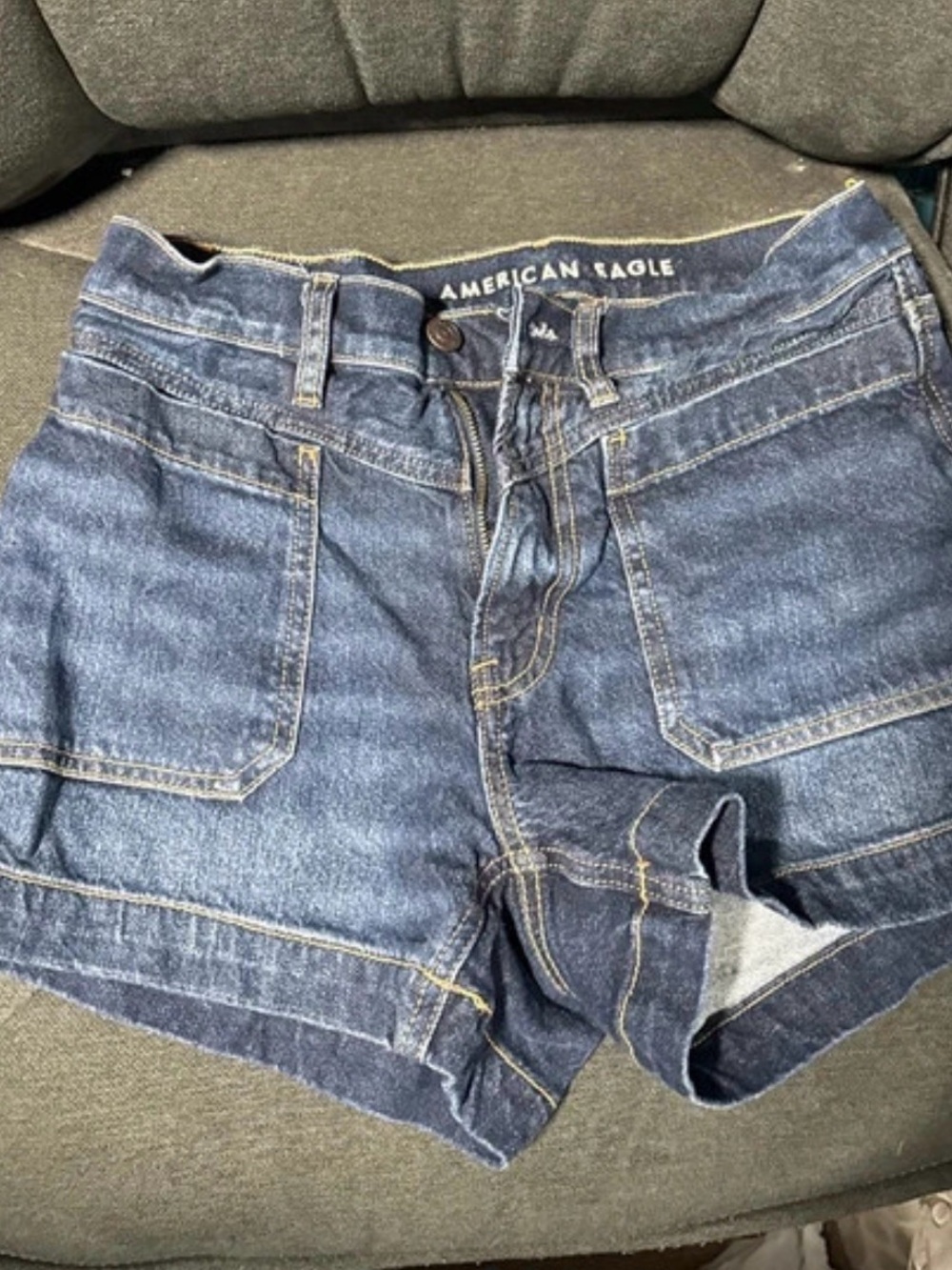 American Eagle Outfitters Dark Blue High-Rise Denim Shorts